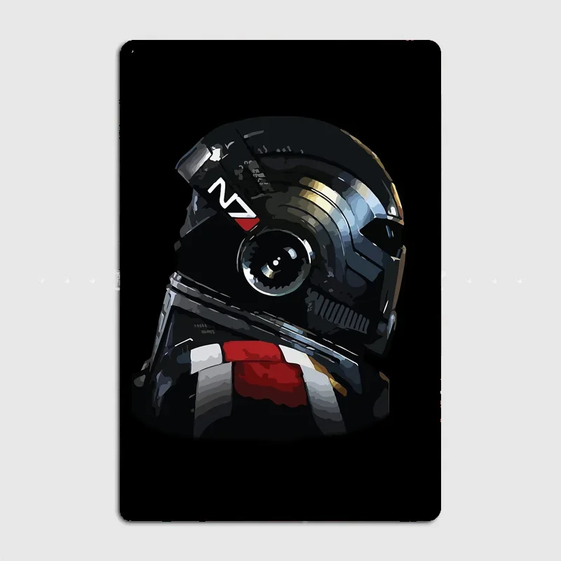 Classical Retro N7 Commander Shepard Mass Effect Poster Metal Plaque Tin Sign Custom Game Club Home Decor Room Wall Decor