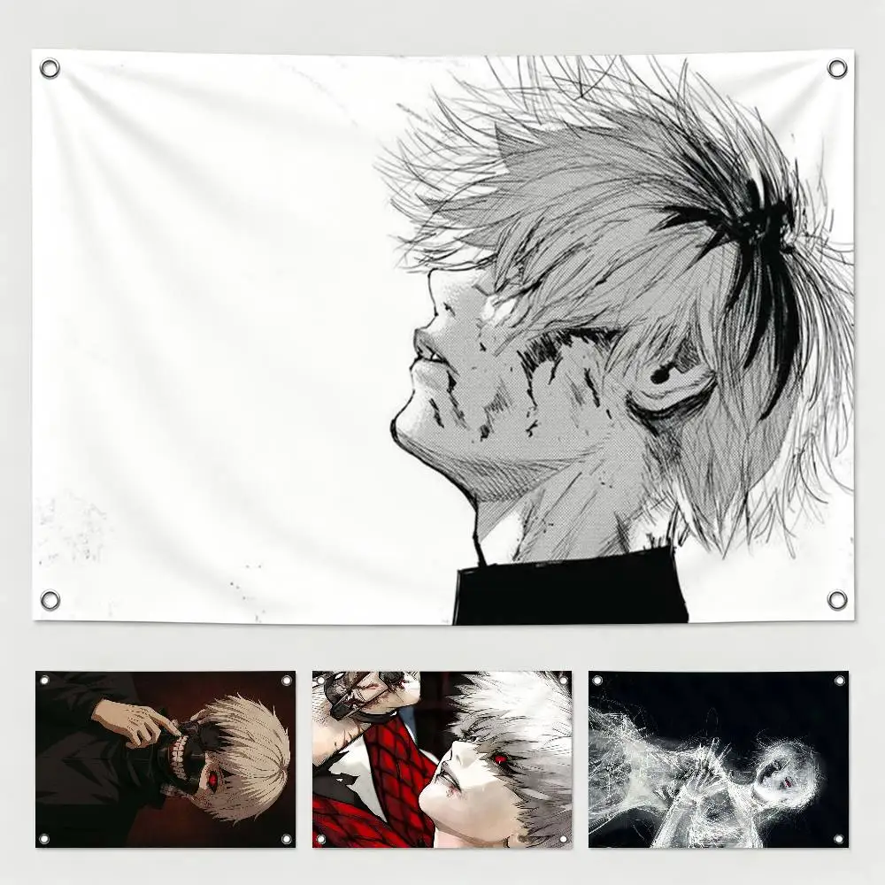 T-Tokyo Ghoul K-Ken Kaneki Flags Wall Hanging Tapestry Outdoor Garage Room Decorative flag Background Blanket
