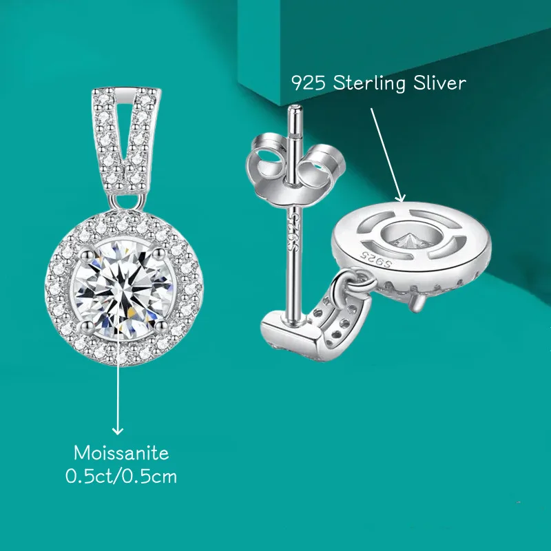 

Bague Ringen 1CT Moissanite Diamond Earrings 925 Sterling Silver Ear-studs Luxury Fine Jewelry For Women Wholesale Free Shipping