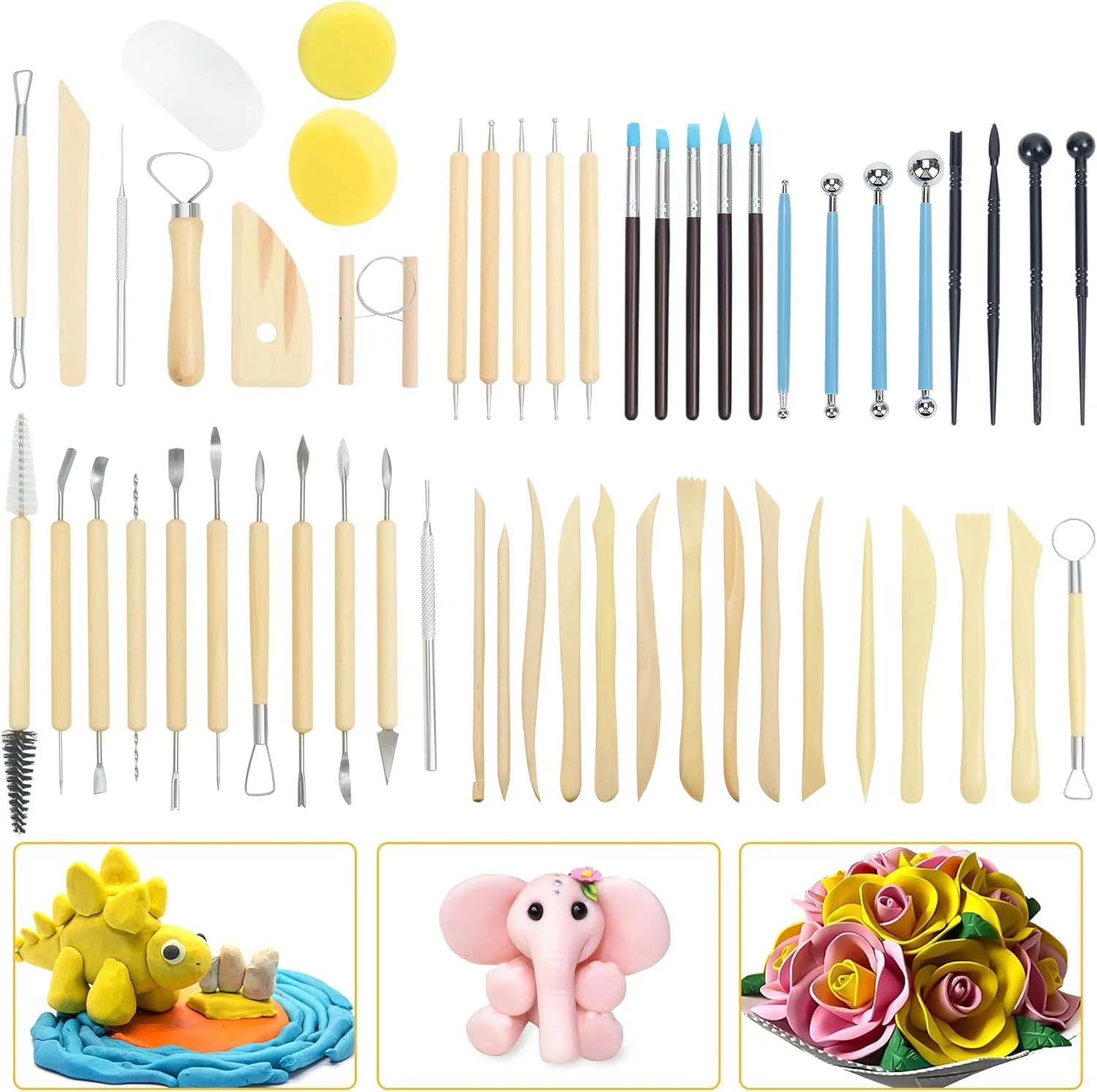 Pottery Tools 53Pcs Pottery Clay Sculpting Tools, Ceramic Tools Carving Tool Set for Beginners, Pottery Tools DIY Supplies