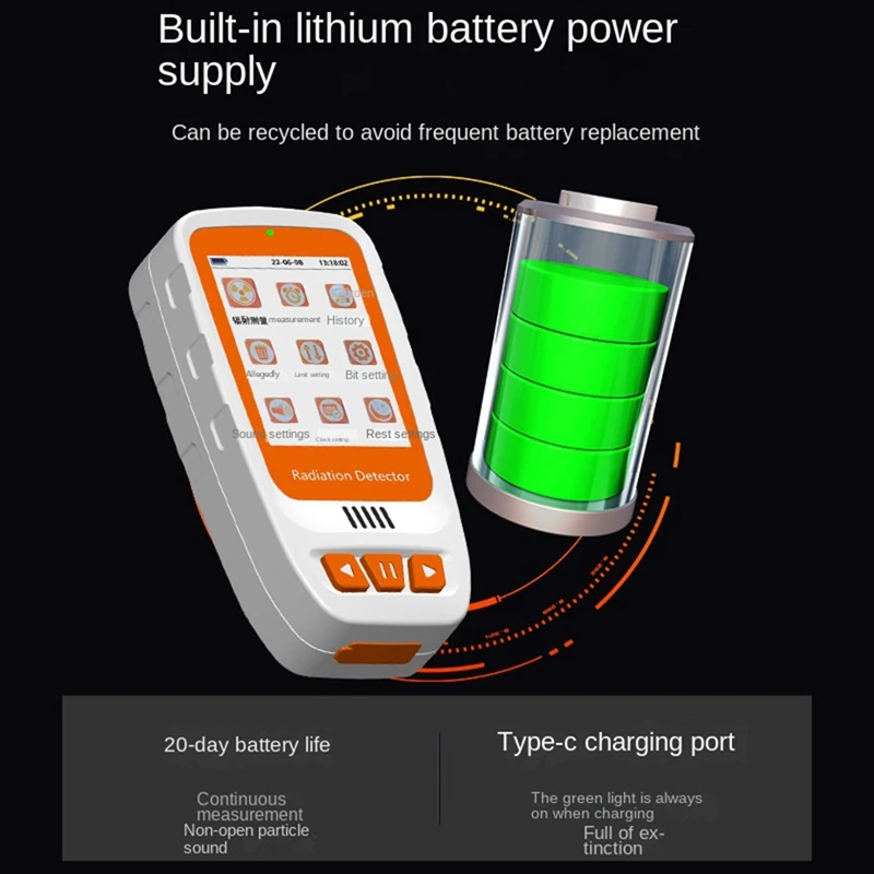 Geiger Counter Nuclear Radiation Detector Color Display Screen Personal Dosimeter Detectors Gamma X-Ray Tester