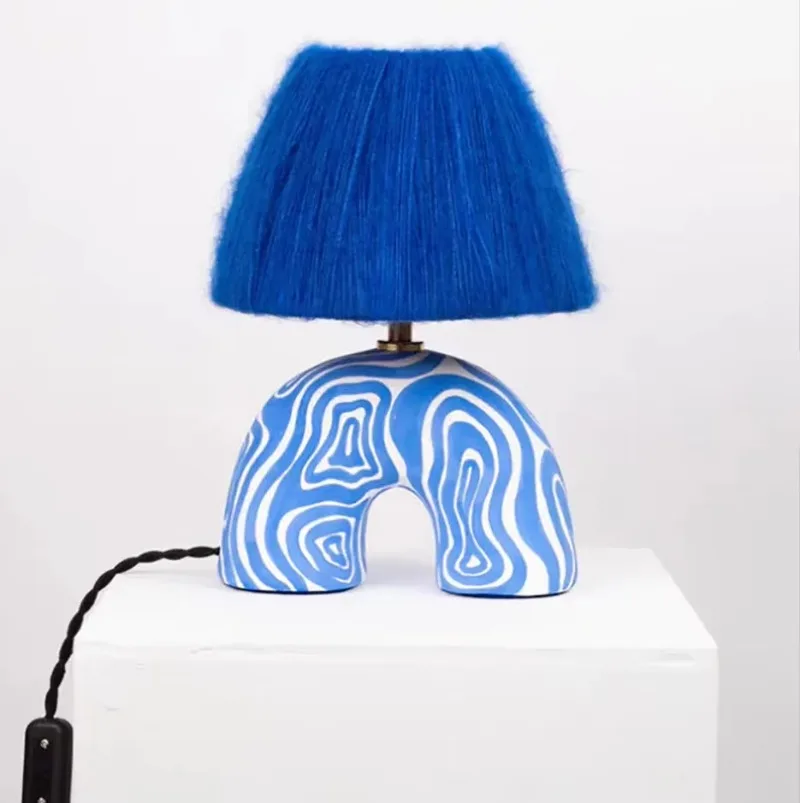 Minimalist dopamine handmade resin oval modern desk lamp design is suitable for indoor bedrooms, living rooms, and children'
