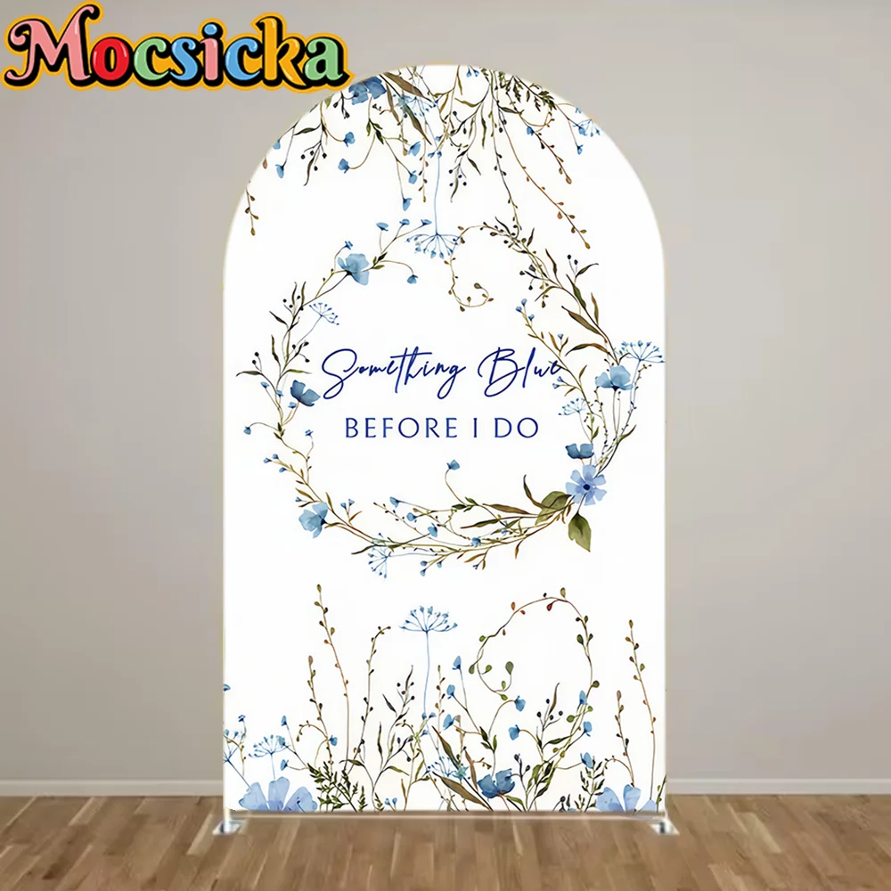

Двусторонний цветочный фон Mocsicka Custom «Something Blue» для свадебного декора, украшения для девичника, арки Чиары, настенный декор, фон для фотозоны