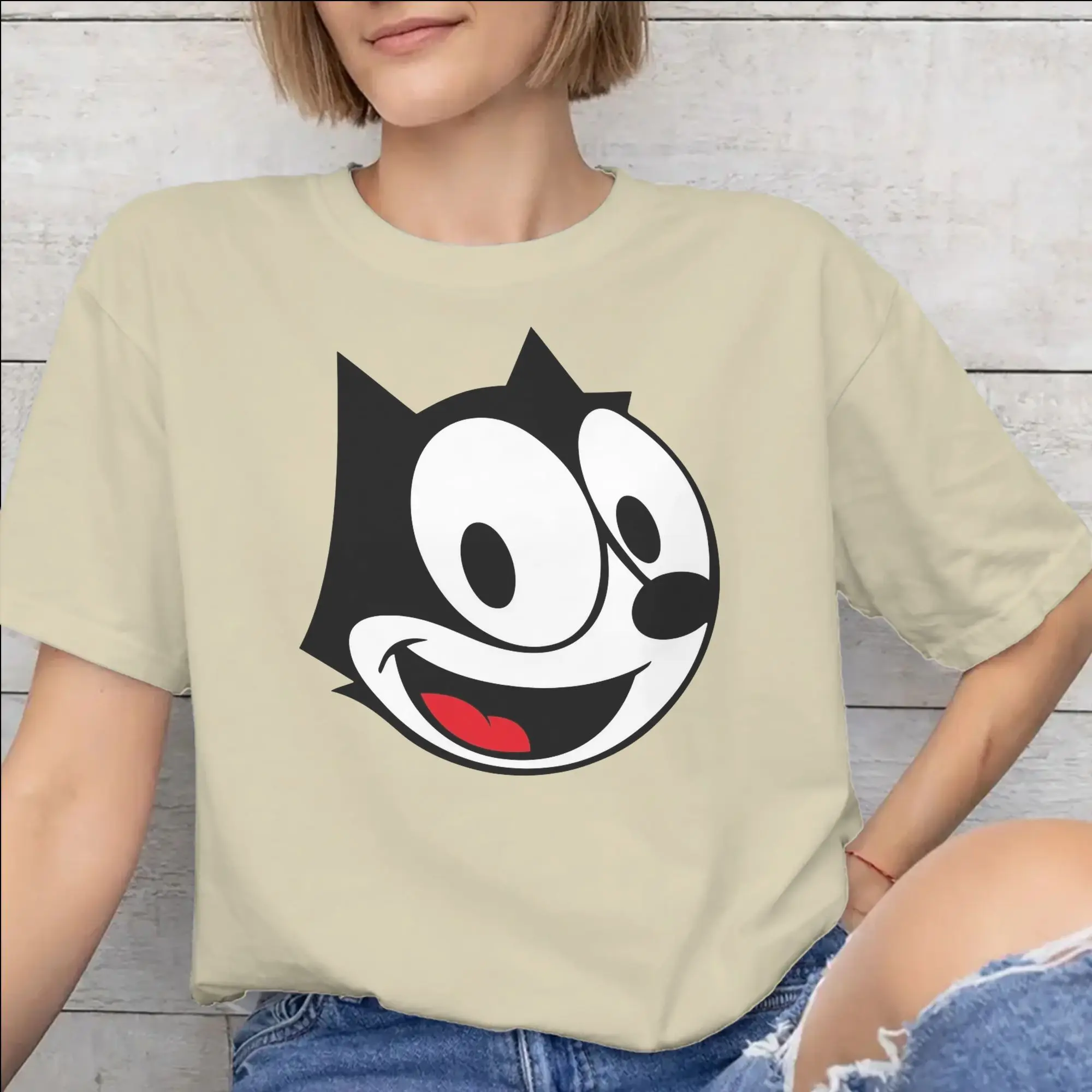 Graphic Printing Felixs The cat T Shirt for Men Women  100% Cotton T-shirts Short Sleeve Clothes