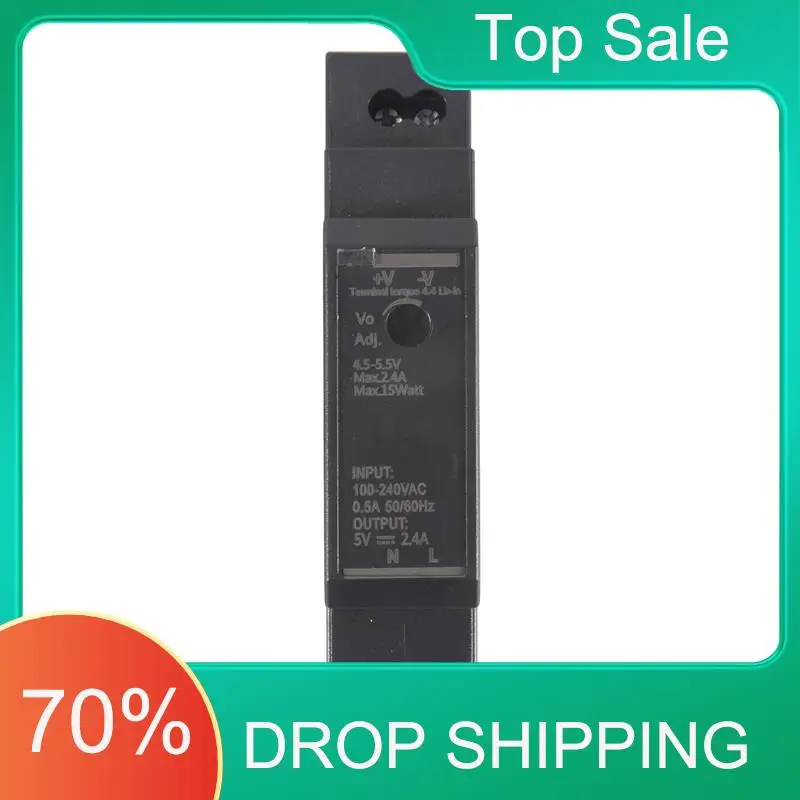 Transformateur sur Rail DIN supérieur 5V DC 3A 15W, entrée 100-240V AC 50/60Hz pour alimentation électrique domotique ou industrielle AT03