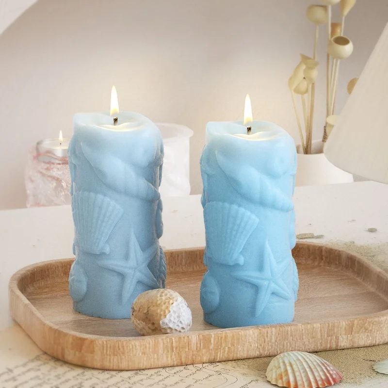 Ocean Cylindrical Candle Silicone Mold DIY Animal Aromatherapy Gypsum Candle Holder Resin Epoxy Mold Home Decoration Storage