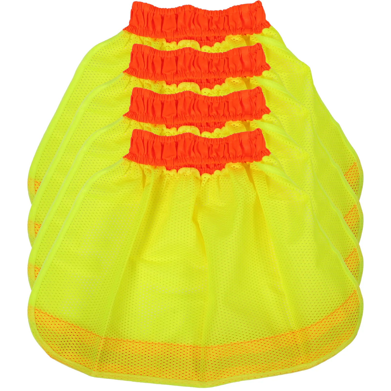 4Pcs Reflective Sun Shade Bright Neon Orange Full Brim Breathable Mesh Outdoor Construction Safety High Visibility Sun