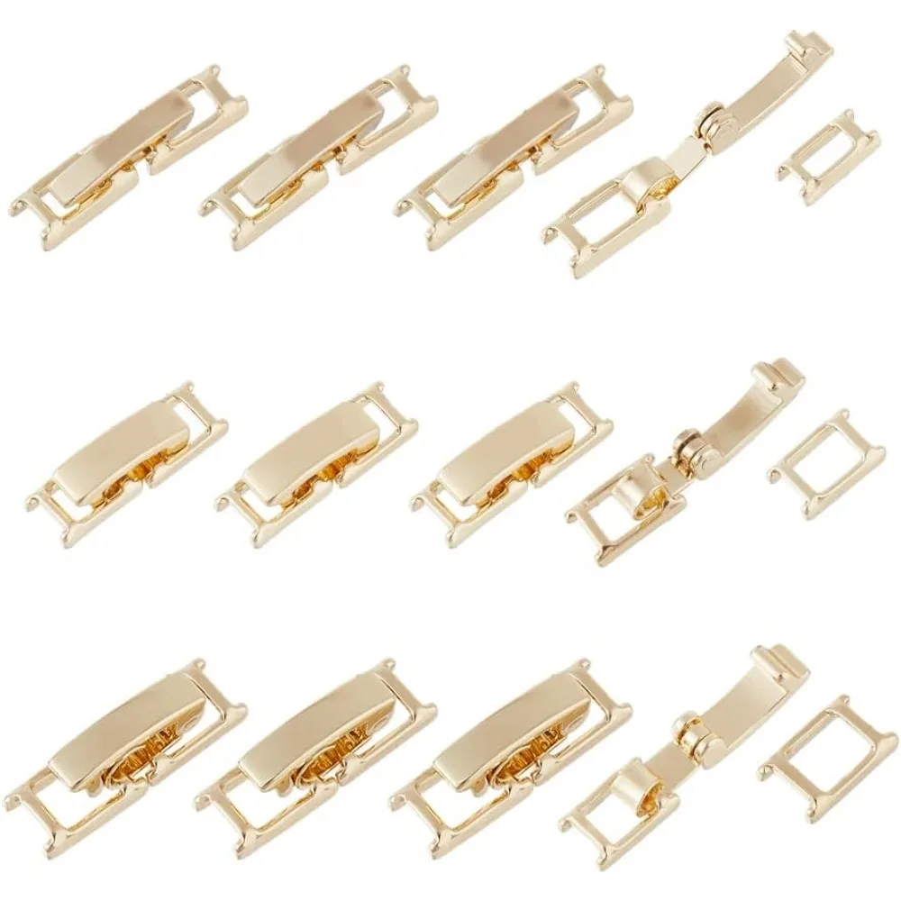 

12Pcs 3 Styles 24K Necklace End Clasps Brass Foldover Clasps Small Metal Bracelets Clasps Jewelry Clasps Pendants Clasps