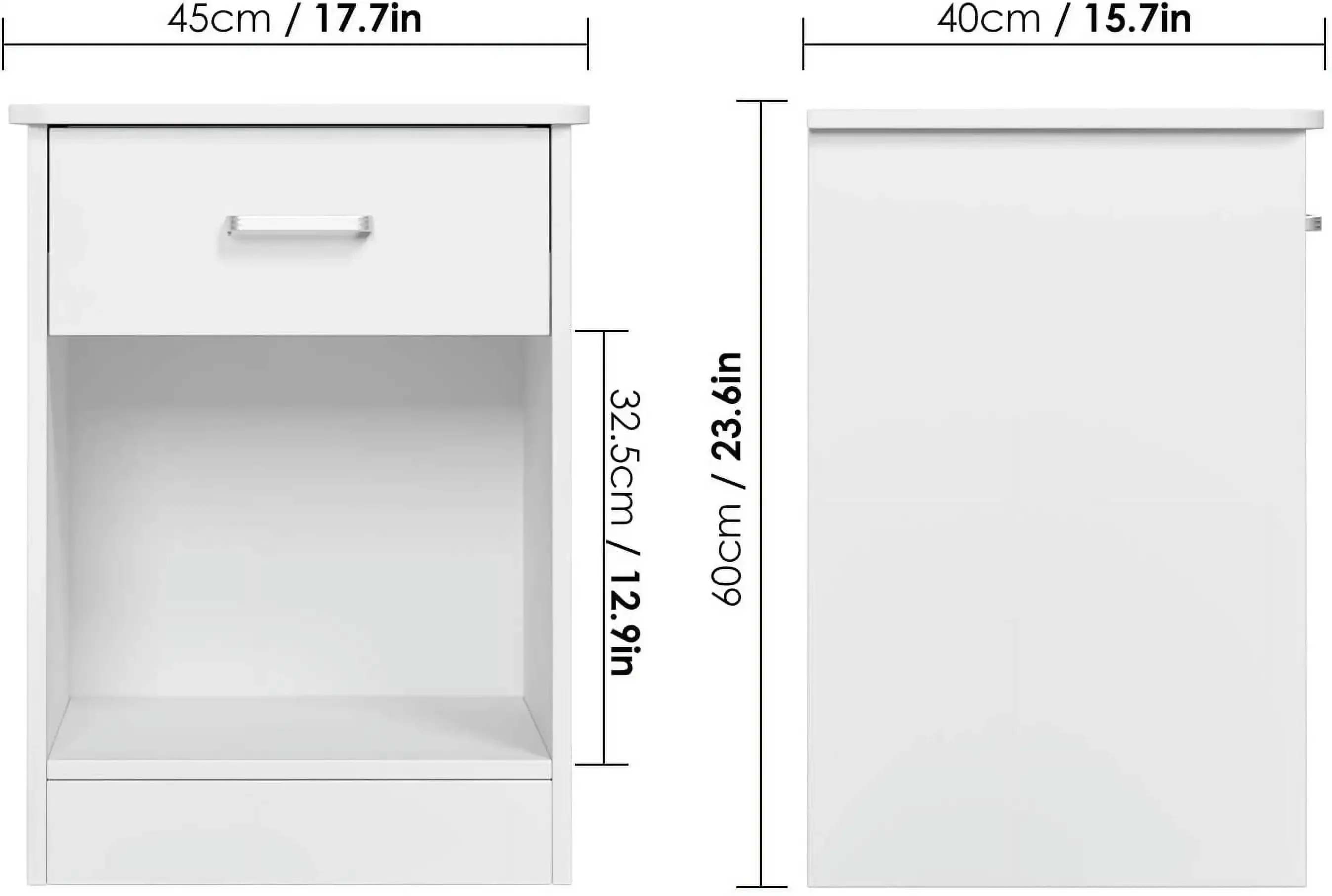 2 Tier Nightstand with Drawer, End Table Sofa Side Table for Bedroom Living Room, White