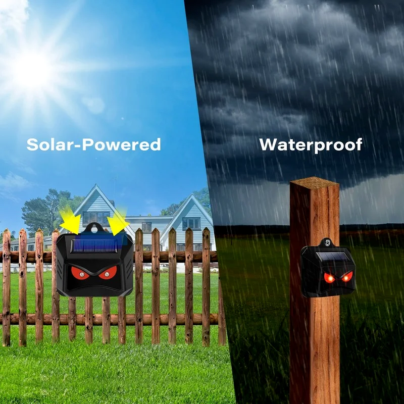 Red Light Flashes Solar Animal Repeller, Wild Boar Repeller, Dog Cat, Infrared Sensor, Solar Bird Repeller