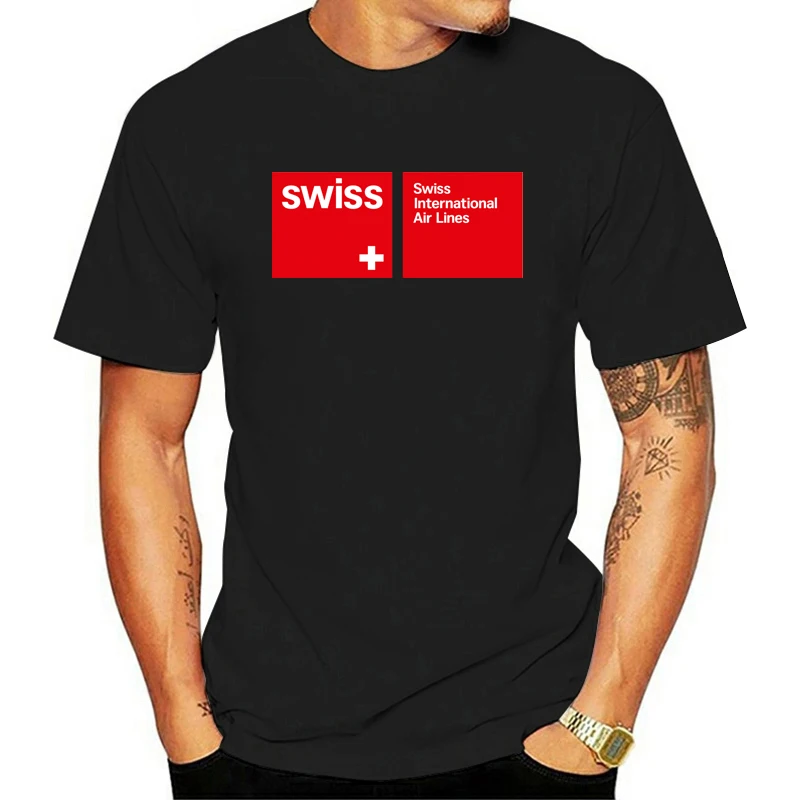 Swiss Air Airline 5 Black T-shirt Clothing Male Slim Fit Quality Printing Casual 100% Cotton Short Sleeve Oversize Hip Hop Tee