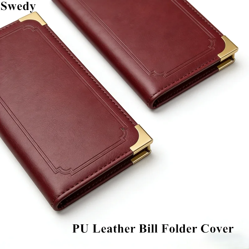 3 Pieces PU Leather Cash Register Folder Restaurant Check Presenter Table Menu Sign Holder Bill Check Receipt Holder