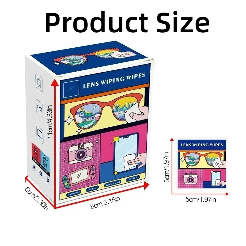 100PCS Portable Disposable Lens Cleaning Wipes  Streak Free Multi Use Wipes for Eyeglasses Smartphones