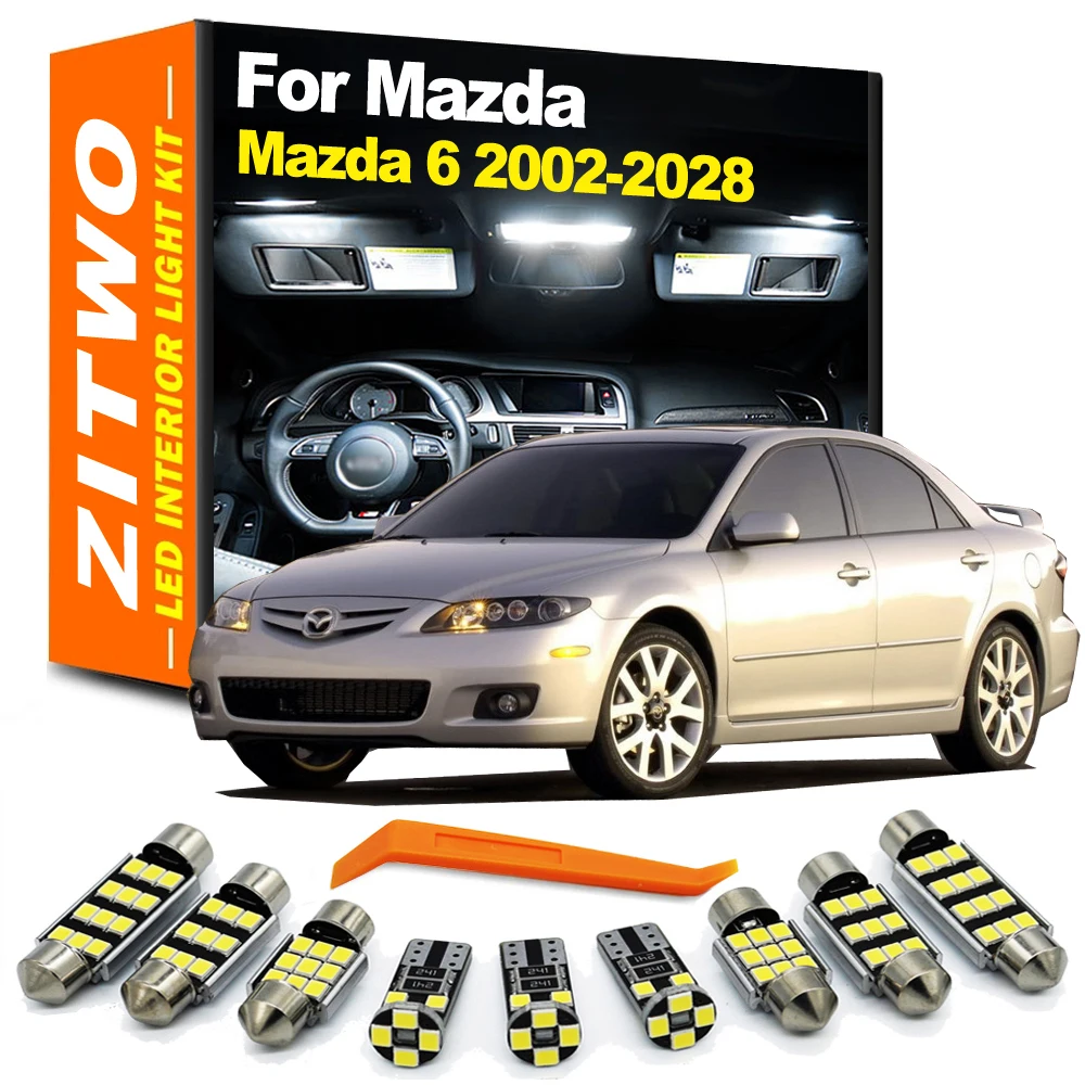 

12 шт. Canbus светодиодный внутренний купольный светильник для чтения карт, комплект автомобильных ламп для Mazda 6 2002 2003 2004 2005 2006 2007 2008 лампа номерного знака