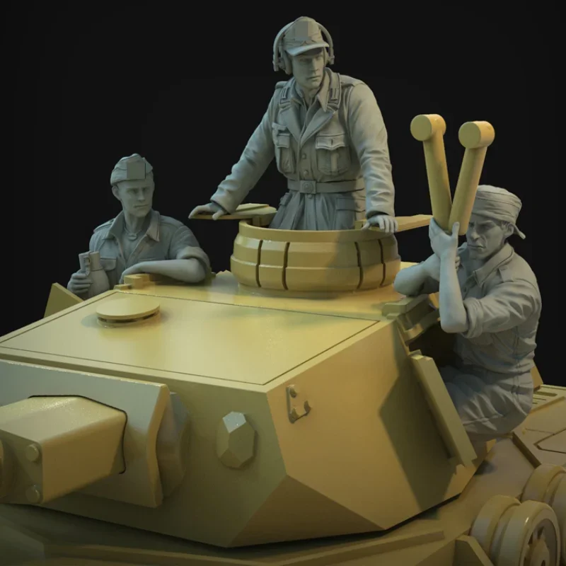 1/35 Resin Soldier Model Modeling Dak Tank Soldier Suit 3 People GK Micro Minified Statue Unassembled and Unpainted DIY Toys