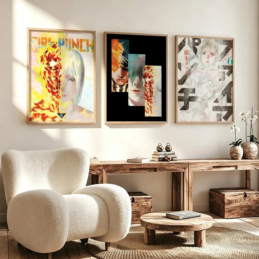 comic Fire Punch Poster Poster HD Waterproof Self Adhesive Wall Art Print Decor for Bedroom Living Room Gift