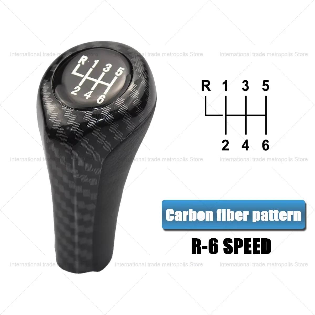 Picture 6: Carbon Fiber Pattern 5/6 Speed Leather Gear Shift Knob Manual for BMW E46 E90 E92 E39 X1 M Car Handle Gearbox Stick Knob