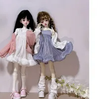 1/4 Doll's Clothes for 45cm Bjd Doll Sweet Fairy Camisole Dress, Cardigan, Socks Gauze Skirt Girl Toys Doll Accessories, No Doll