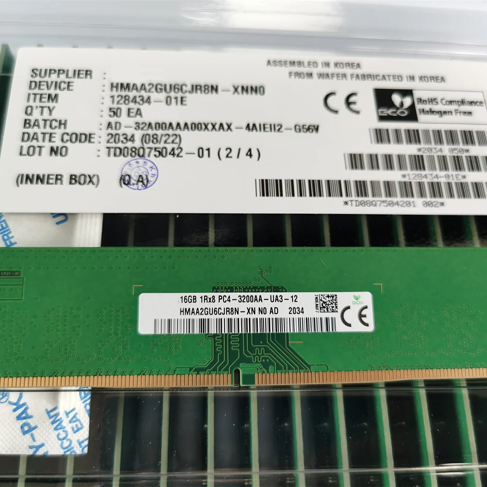 Imagem -04 - Ram para sk Hynix 16gb Ddr4 3200mhz 1rx8 Pc43200aa-ua3 Desktop Memória Funciona Perfeitamente Rápido Navio de Alta Qualidade Hmaa2gu6cjr8n-xn