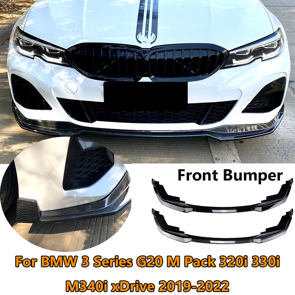 

For BMW 3 Series G20 M Pack 320i 330i M340i xDrive 2019-2022 Front Bumper Splitter Lip Spoiler Diffuser Guard Body Kit Cover