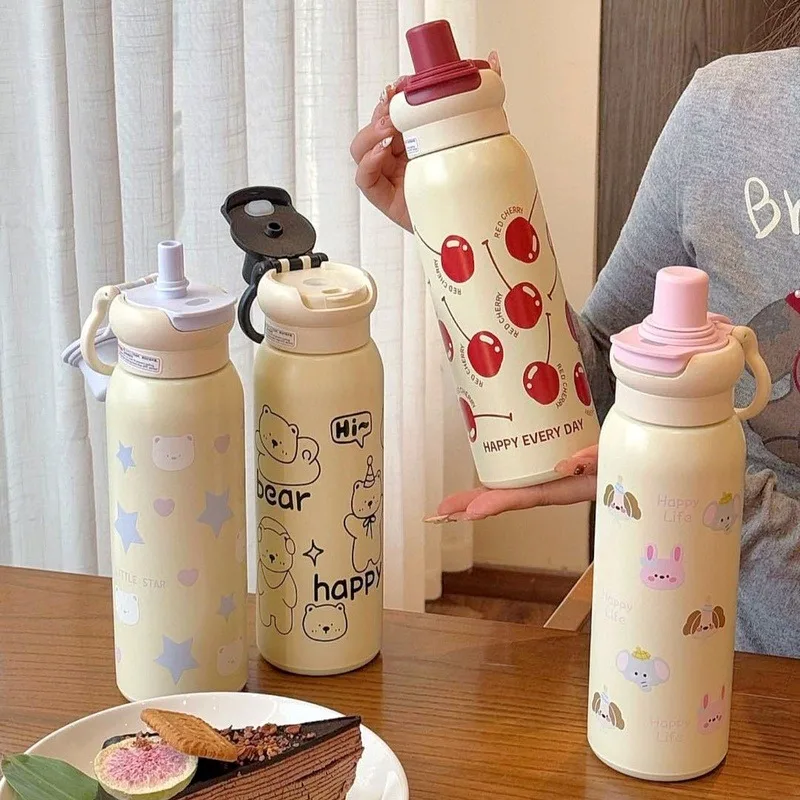 Simplicity Adorable Ceramic Coating Insulated Tumbler High looks Large Capacity Car Straw Cup for Students office staff Outdoor