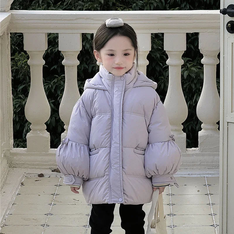 

Girls Down Jacket Winter New Childrens Clothes Baby Girls Foreign Air Taro Purple Medium Long Hooded Down Jacket Casual