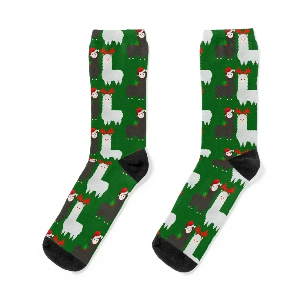 

christmas reindeer alpacas Socks retro man cartoon Sports Socks For Women Men's