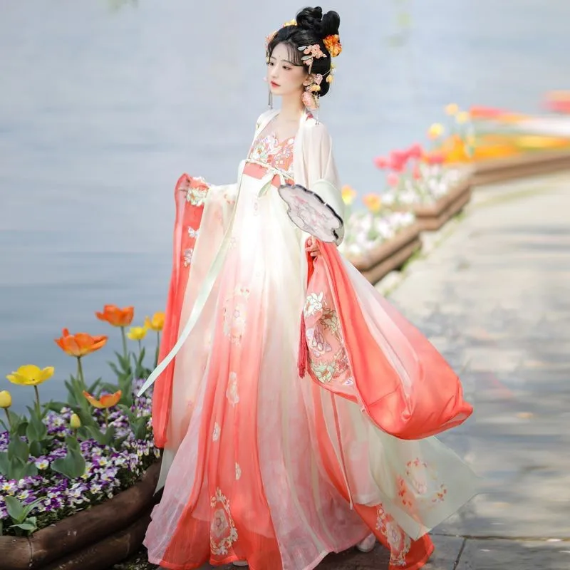 New Adult Female Butterfly Feather Clothing Hanfu Flower Quixote Skirt Embroidered Imperial Concubine Suit