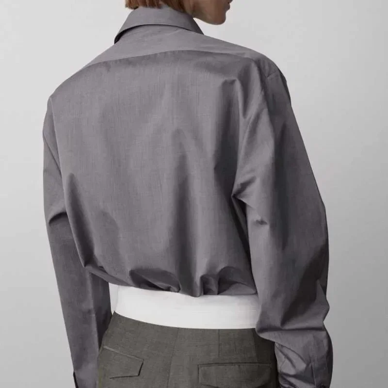 

Laple Neck Shirts Blouses Long Sleeve Blusas Mujer Sigle Breasted Camisas Casual Ropa Mujer 2024 Spring Simple Clothes Women