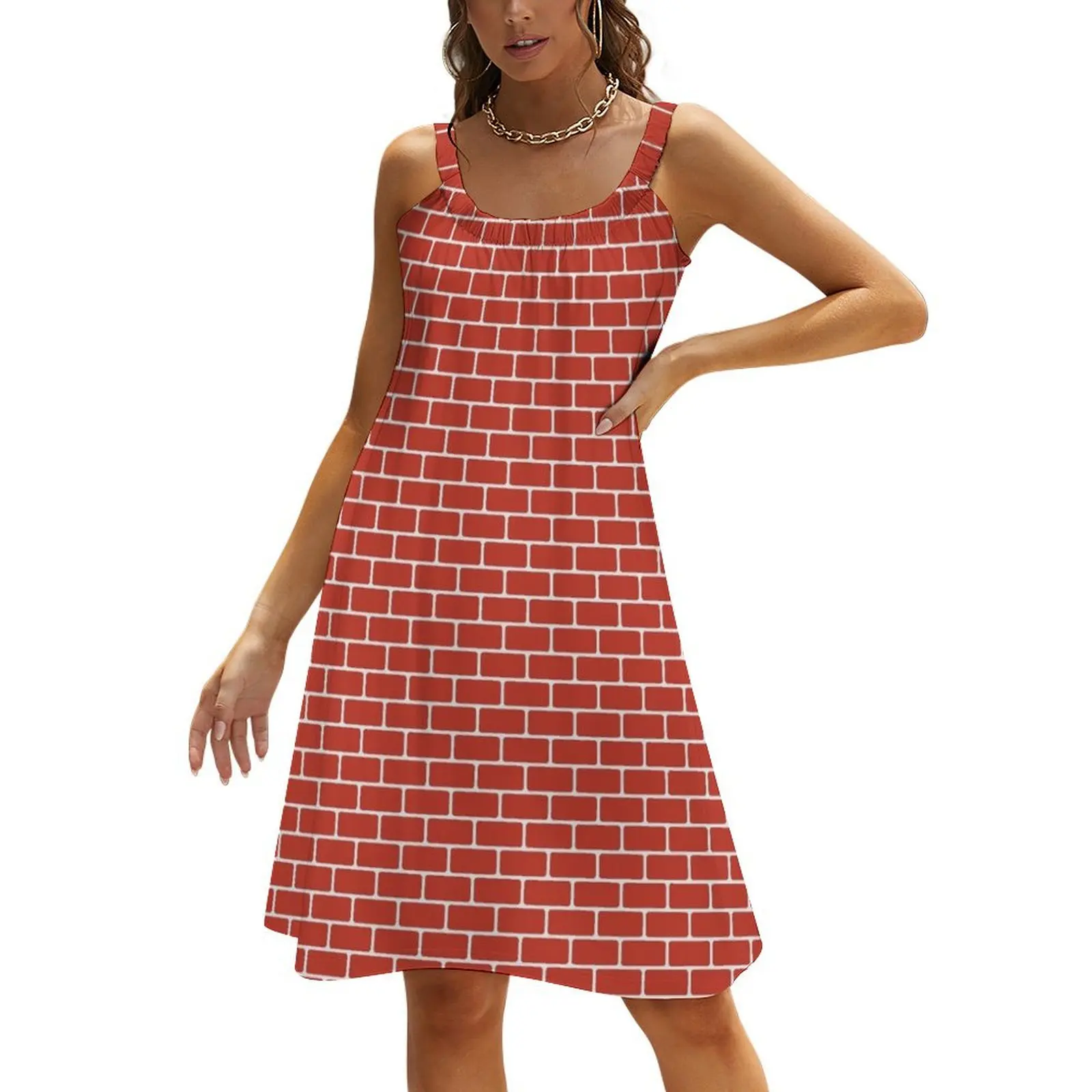 

Brick Wall Pattern With Red Bricks Beach Sling Skirt elegant dresses for women summer dress korean women