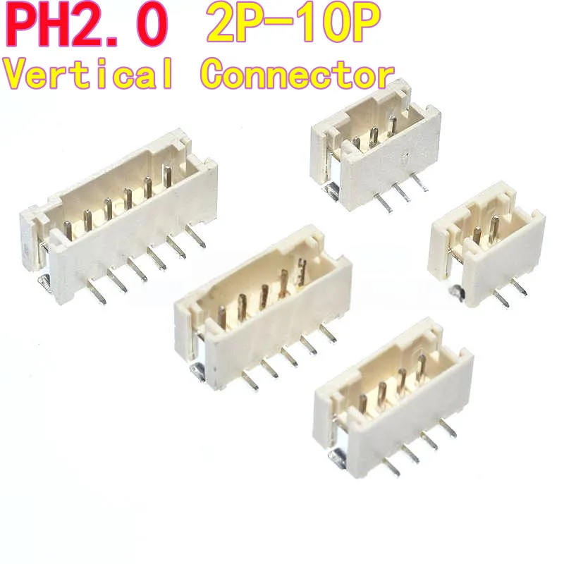 20 قطعة PH2.0 أفقي عمودي SMT مآخذ 2.0 مللي متر الملعب مآخذ 2P/3P/4P/5P/6P 7P 8P 9P 10P مقاومة درجات الحرارة العالية