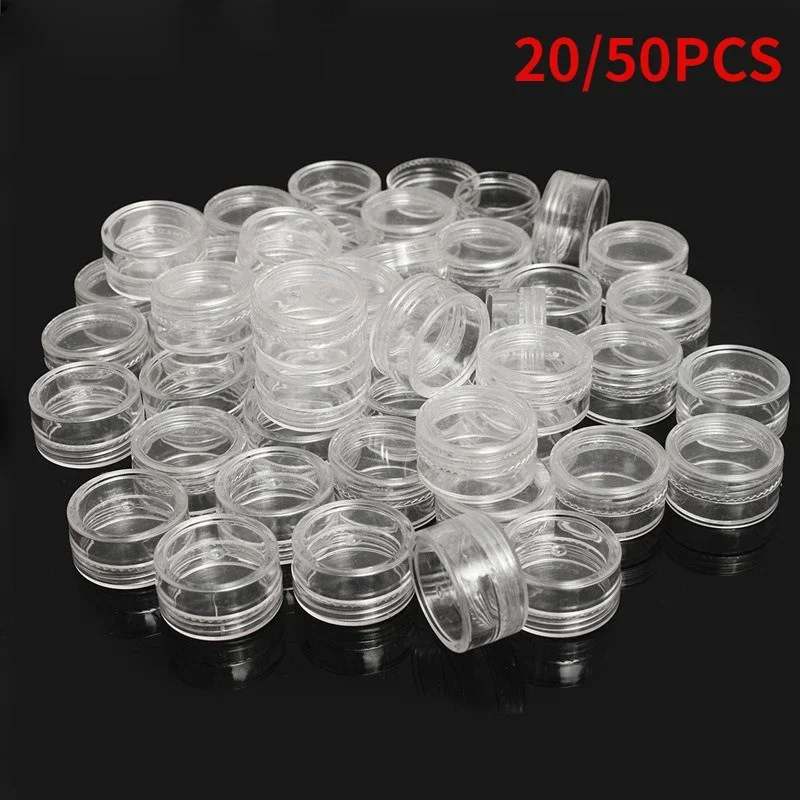 50/20/10pcs 2-5g Transparent Cosmetic Bottles Containers Pot Sample Clear Cream Jar For Nail Arts Small Clear Can Tin For Balm