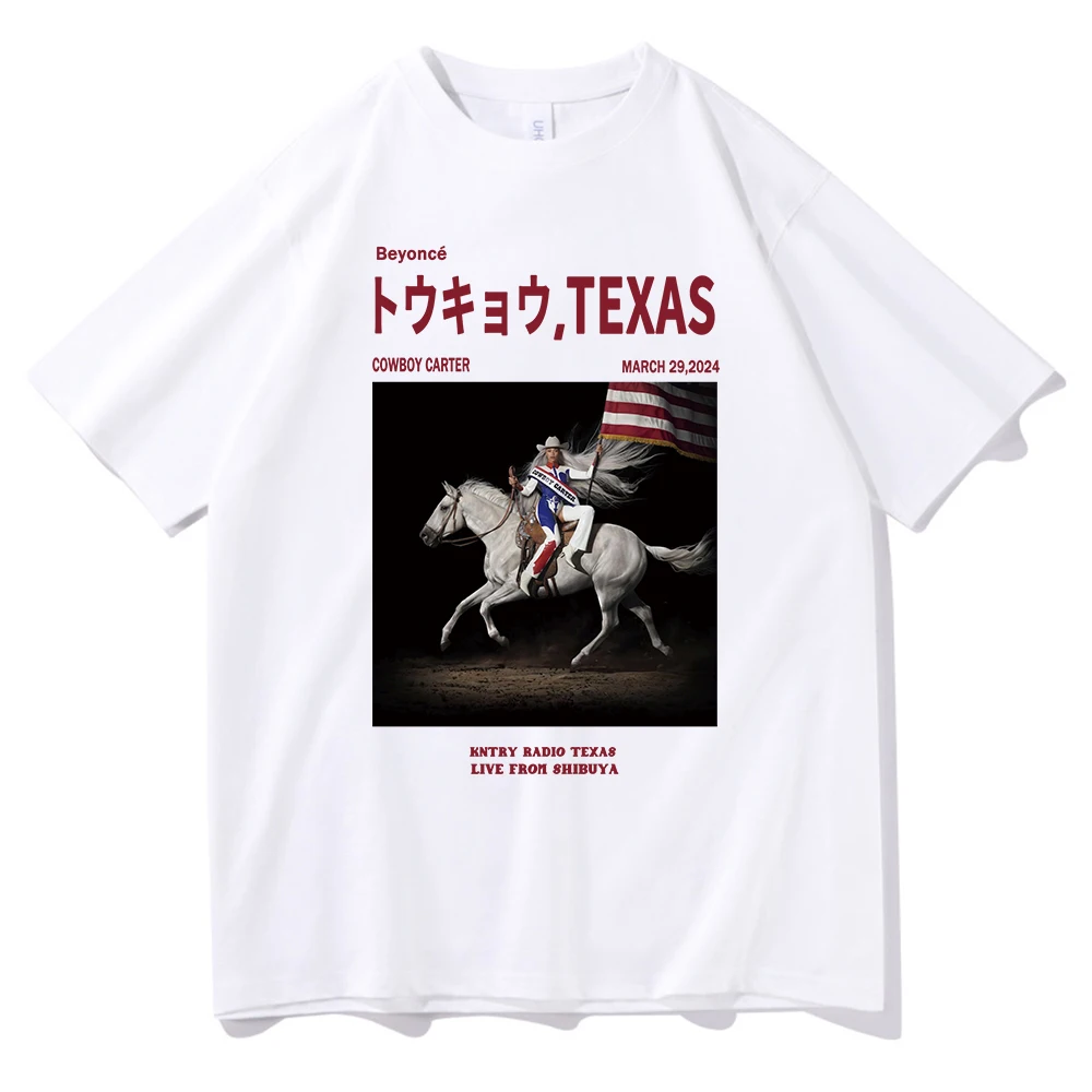 Hot Beyonce Cowboy Carter T-Shirts Women Man O-Neck Kntry Radio Texas Live From Shibuya Short Sleeve Shirts Fans Gift Tops