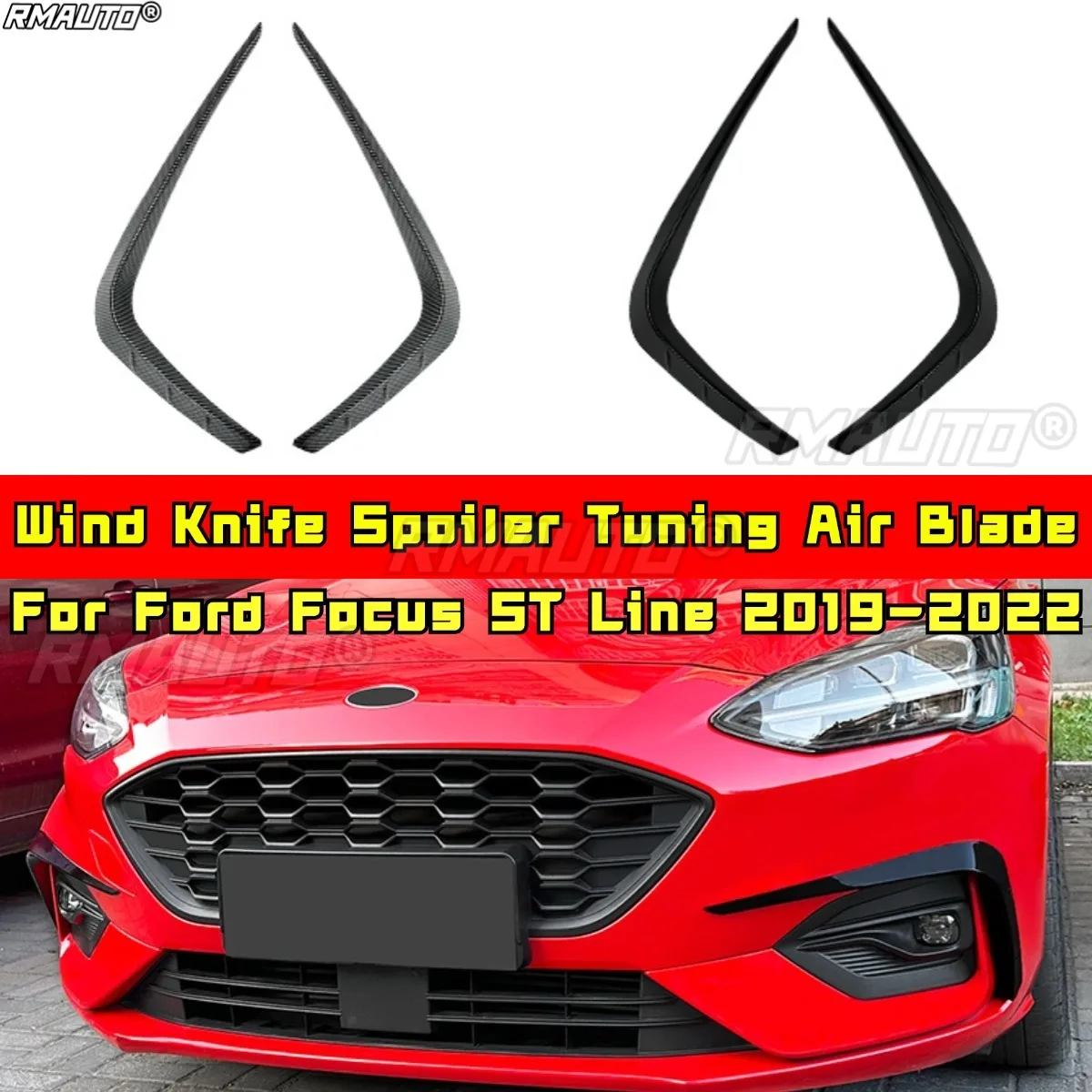 For Ford Focus ST Line 2019-2022 Wind Knife Spoiler Tuning Air Blade Front Bumper Side Splitter Car Accessories