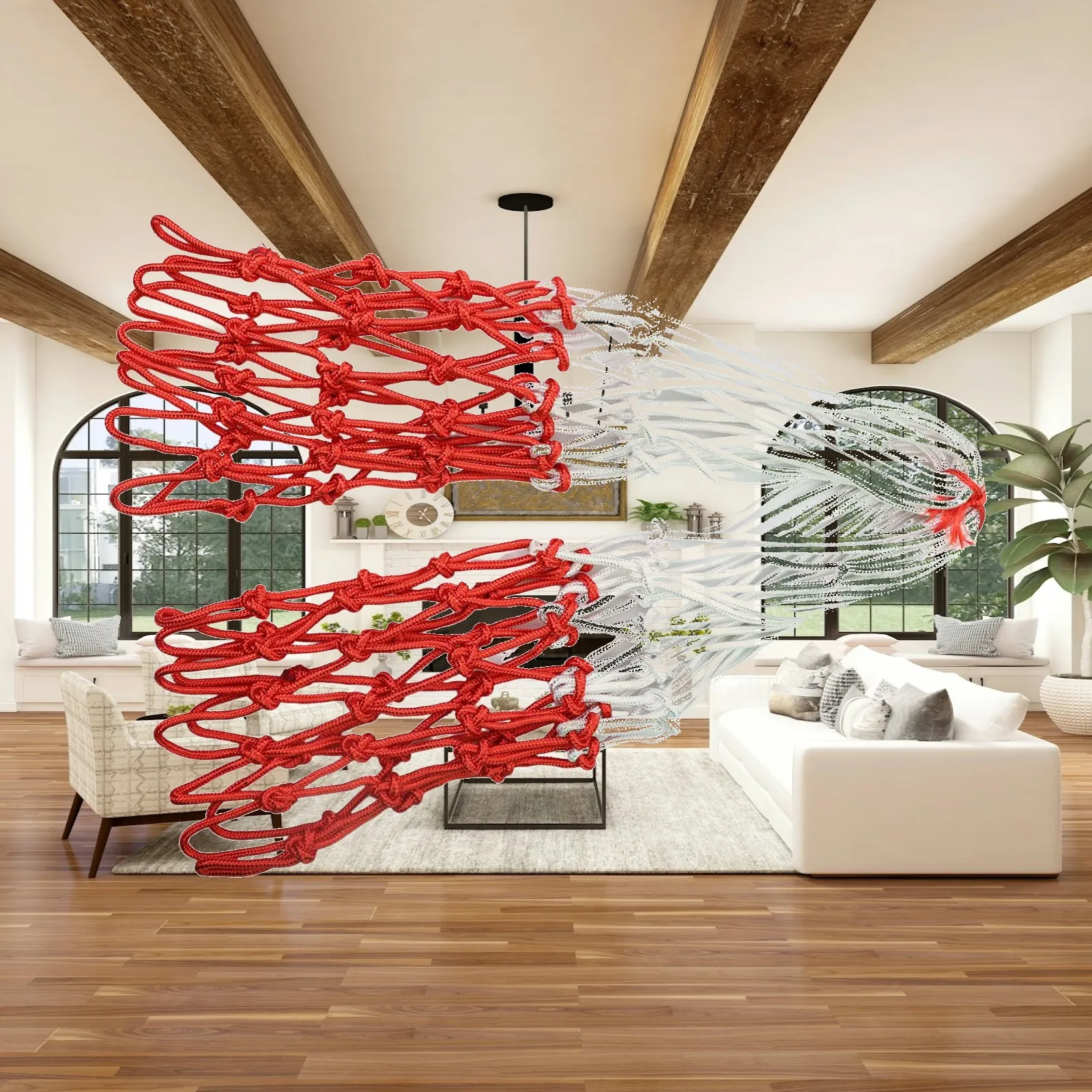 Basketball Hoop Rim Mesh Replacement Braided Nylon Net Vibrant Color for Gym Recreation Court Club Park Training