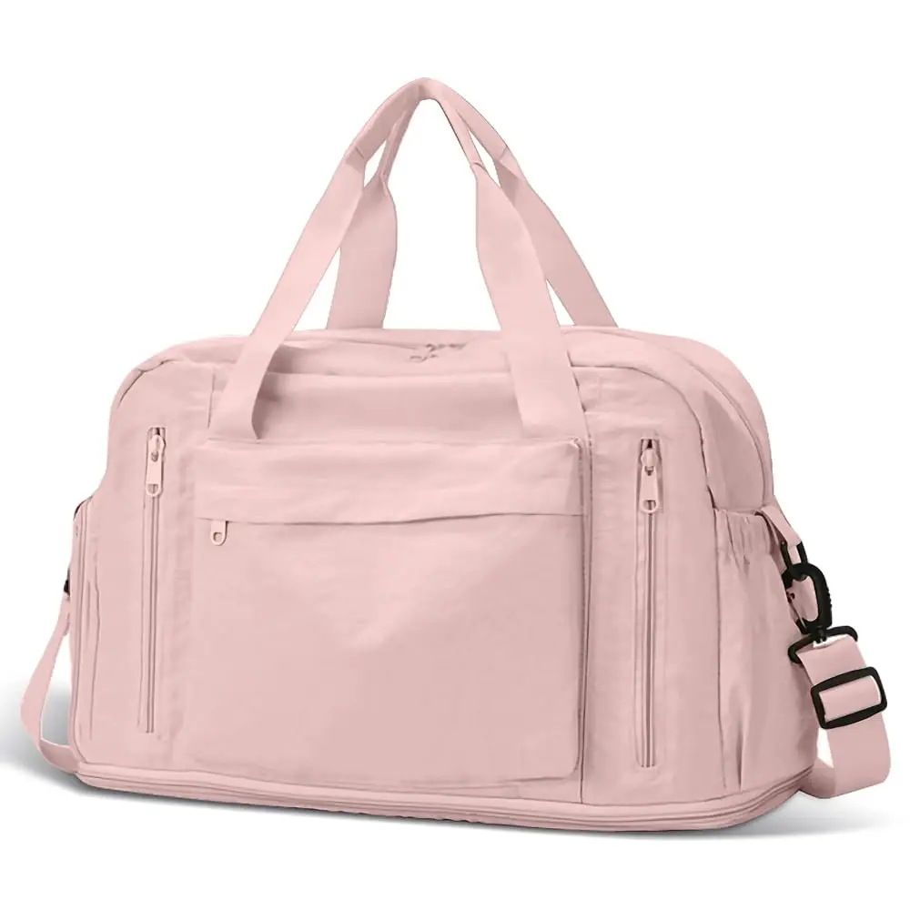 Oeihuivt Weekender Bags for Women - 21 Inch Large Travel Duffel Bag 2-Piece Set with Shoe Compartment, Heavy-Duty Canvas Leat