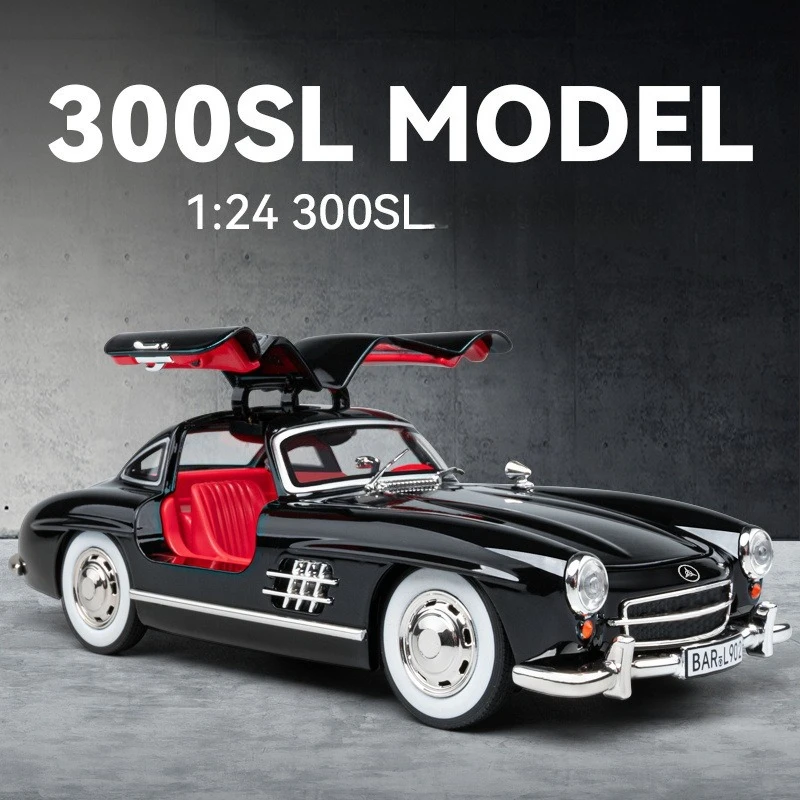 1:24 كبير 300SL نموذج سيارة كلاسيكية محاكاة سبيكة الصوت والضوء لعبة أطفال بالجملة #1