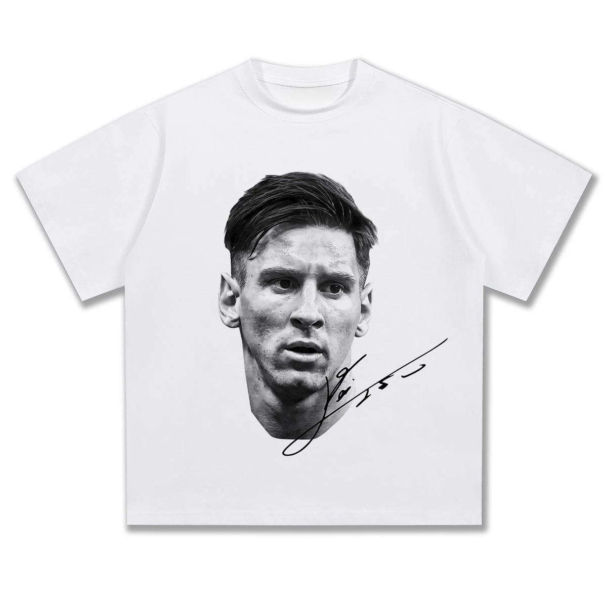 2025 Spring/Summer Leo Messi Football Vintage Printed Sports Casual Short Sleeve T-shirt Men's and Women's American Cotton Top