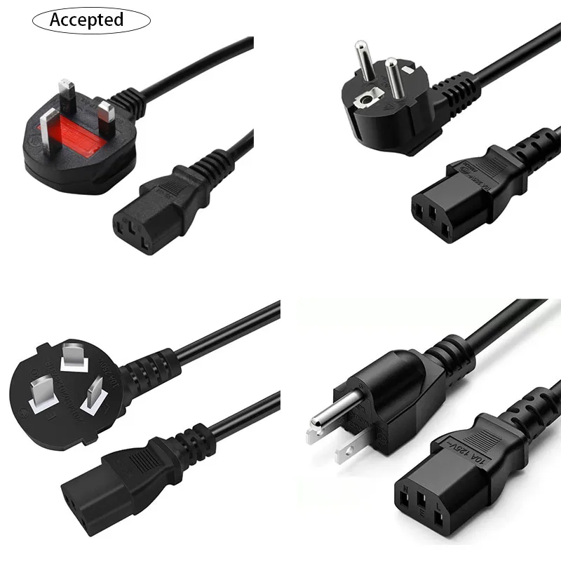 

1.5M IEC Power Cord UK/EU/CN/US 3 Plug Universal Power Cord Cable For Dell Computer PC Monitor HP Printer TV Projector