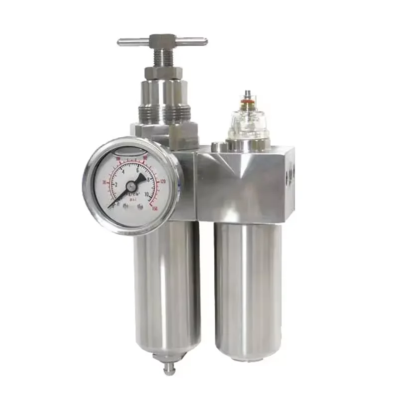 

Stainless Steel FRL 316L Pneumatic Air Regulator Valve Filter Lubricator Two Combination SFRL2000 1/4" Pressure 100bar