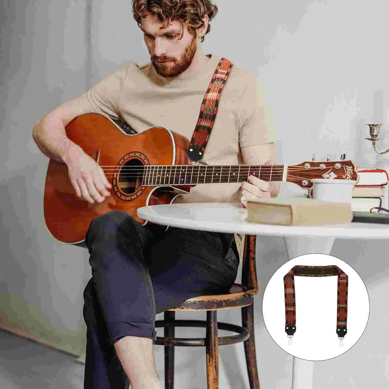 

Electric Guitar Banjo Strap Child Kids Belt Vintage Webbing Canvas Instrumental Embroidery