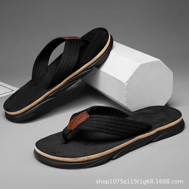 

Custom.2025 Summer New Men's Thick-Soled Comfortable Flip-Flops Outdoor Non-Slip Solid Color Fashion Beach Sandals