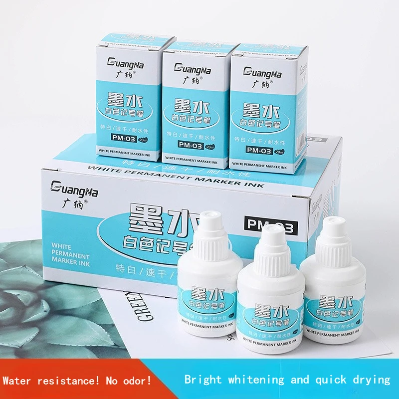20ml White Marker Ink Waterproof Quick-drying Strong Coverage Not Fading Easily for Art Painting High-gloss Markings