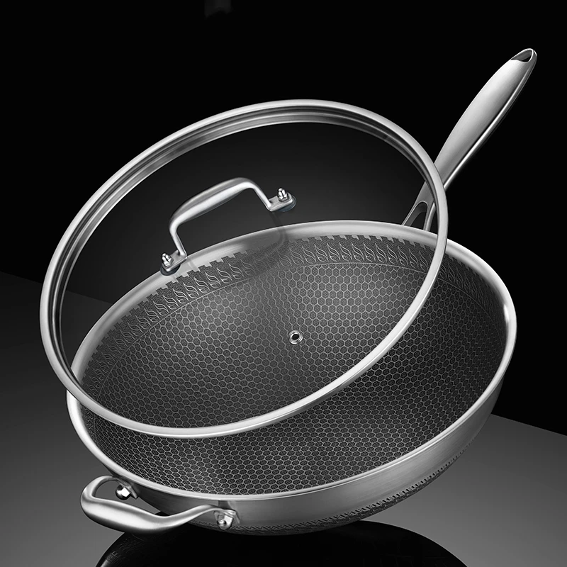 LFGB Certification 316L Stainless Steel Non-Stick Cooking Pan 99.9% Anti-bacterial Kitchen Pot with Never Blackened Bottom