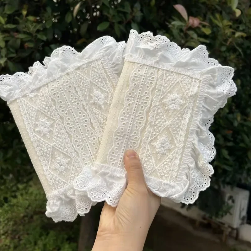 A5 Fabric Lace Book Jacket, High Aesthetic Adjustable Notebook Protective Cover, Reusable Handmade Ledger Sleeve