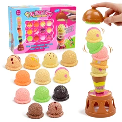 Children's simulated food, kitchen toys, ice cream, and ice cream stacking game. Children pretend to play with toys, educational