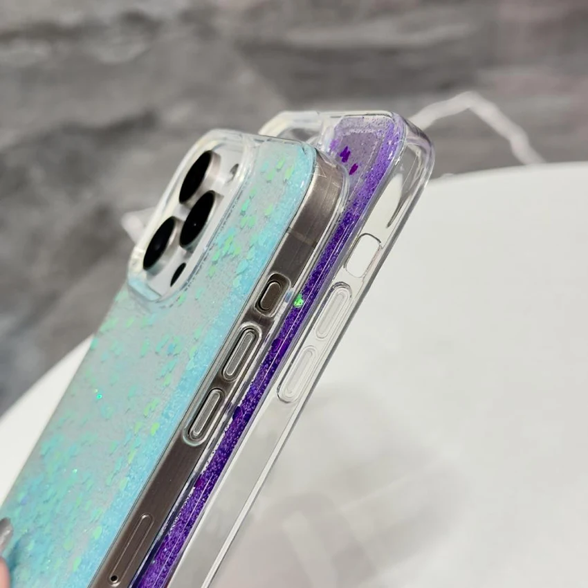 글리터 그라데이션 아이폰 16 15 14 13 Pro 12 11 Max Plus 16Pro 핸드메이드 투명 소프트 폰케이스 15Promax 커버