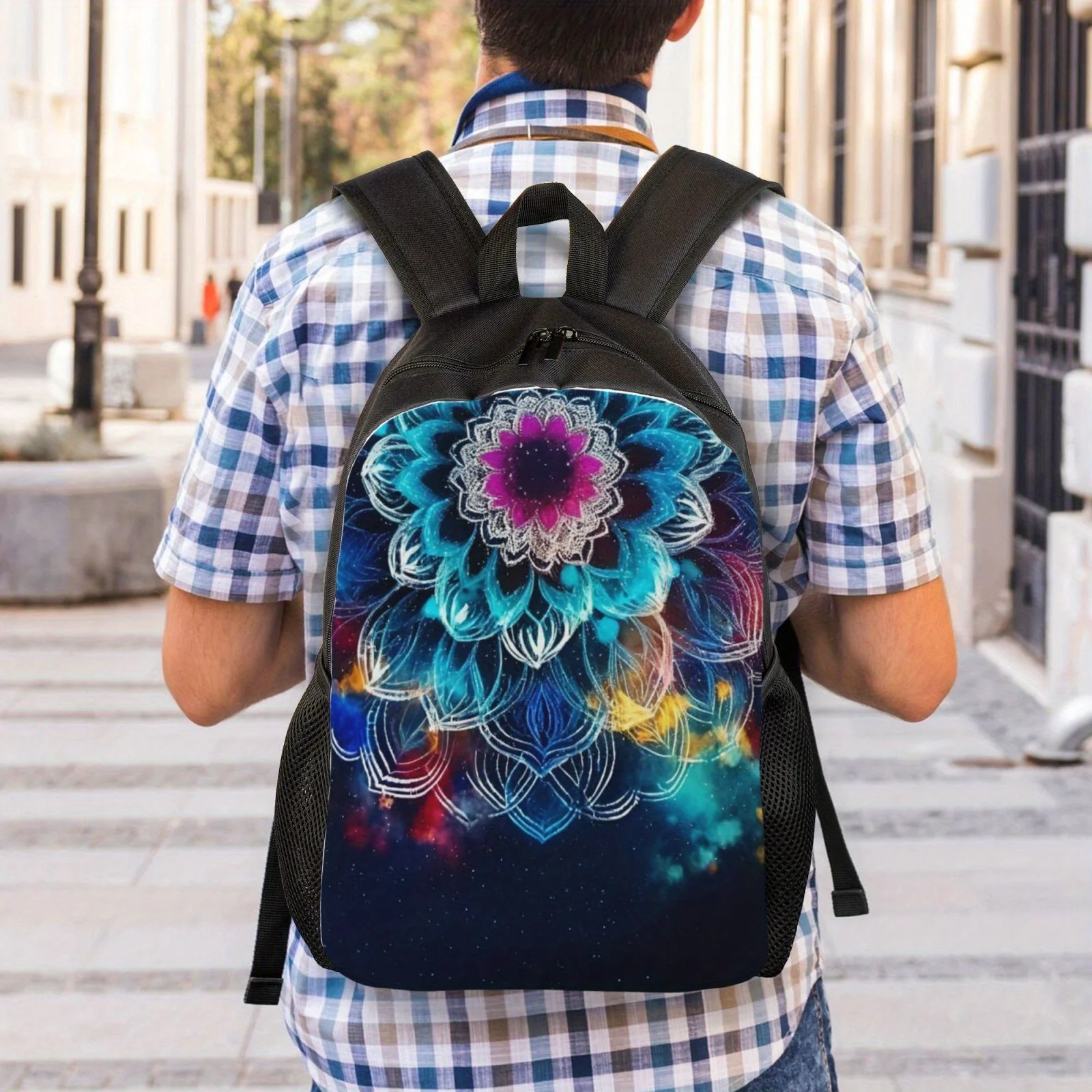 Flower Print Backpack Schoolbag, Lightweight Casual Laptop Backpack For Teen Women And Men Outdoor Travel