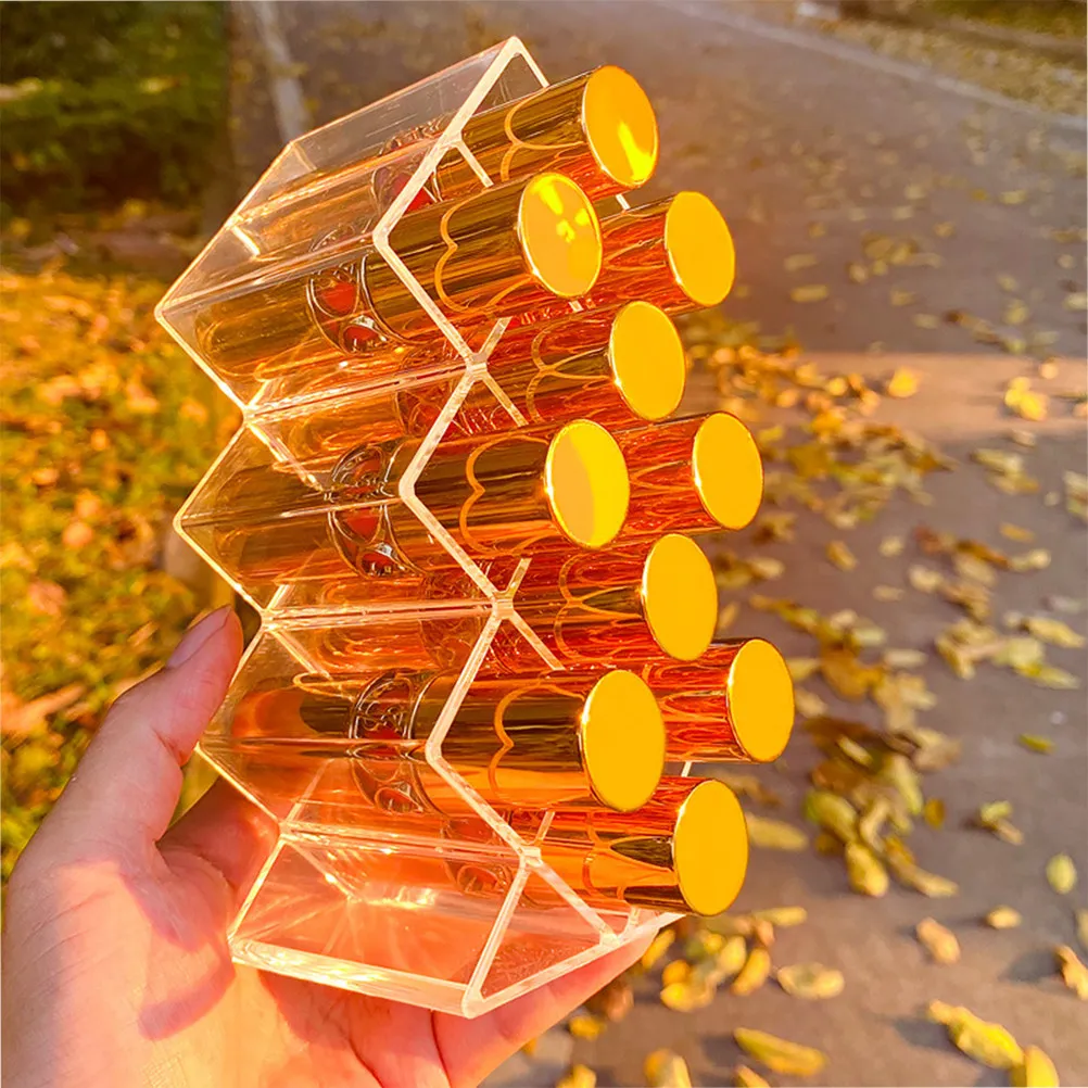 3Pcs Transparent Fish Design Lipstick Holder Tower with Firm Structure for Neat Counter Organization Valentine Christmas Gift