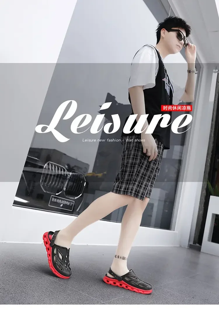Square Leisure Stroll Men Summer Slide Slippers Anti Slip Flat Comfort Base Perfect for Park Rest and After Dinner Casual
